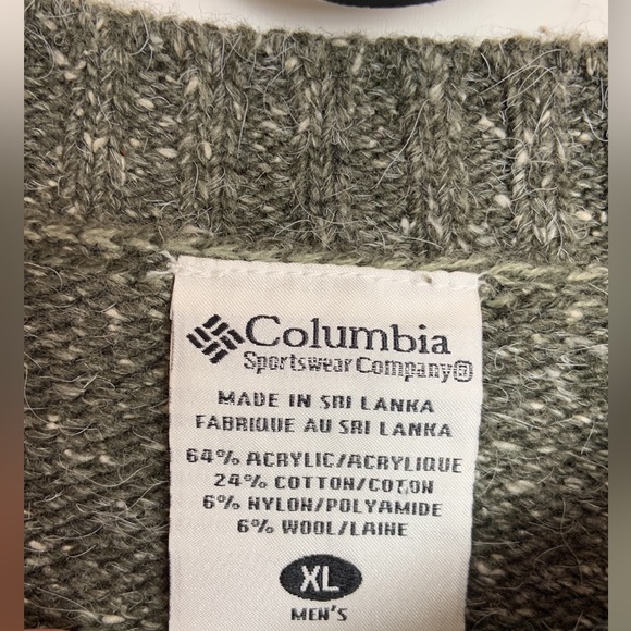 Columbia Vintage Gray Beige Striped Speckled Cotton Wool Mix Sweater Size XL - Picture 2 of 6